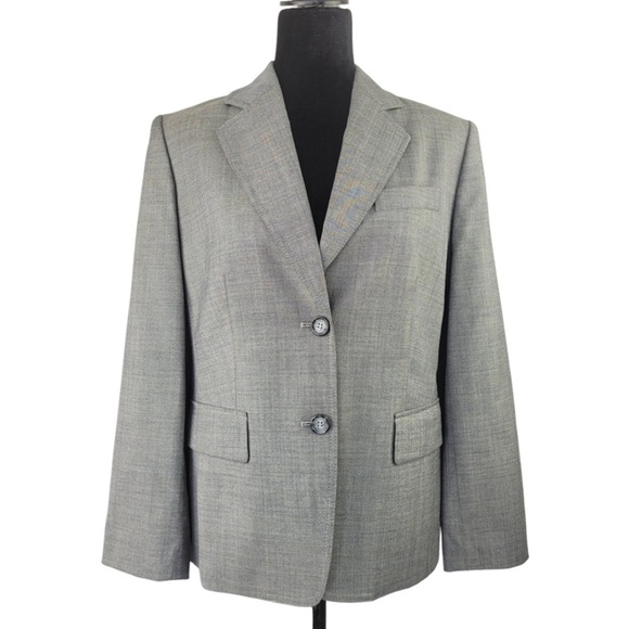 Loft Petites women light gray wool bland Classic blazer jacket size 10P - Picture 1 of 11